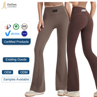 Leggings de yoga évasés sans couture pour femme, taille haute, effet push-up, sensation seconde peau, coupe ajustée, jambe large, avec logo personnalisé, vente en gros