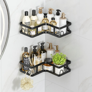 Vente chaude peu encombrant montage mural <span class=keywords><strong>Triangle</strong></span> métal salle de bain coin douche produits organisateur avec crochets bain support de rangement - Product Image 5