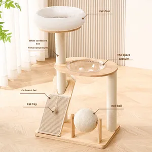 Tiragraffi per Gatti in Rovere Massiccio Stile Giapponese a 4 Livelli, Ecologico, Verticale, Salvaspazio e Resistente - Product Image 3