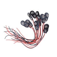 I Tipe 9 V Konektor Baterai Clip-On, Cangkang Kulit Imitasi 2 Kabel 9 Volt Konektor Baterai Klip Pemegang Baterai Kabel 10Cm
