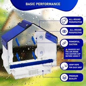 Temizle plastik Oriole Pet gıda istasyonu açık akrilik kuş kafesleri papağan vahşi pencere kuş besleyici - Product Image 6