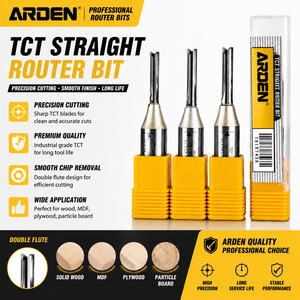Fraise droite <span class=keywords><strong>à</strong></span> double dent en carbure TCT Arden, queue de 1/2 pouce, pour fraisage CNC du bois, rainurage et dégrossissage - Product Image 1
