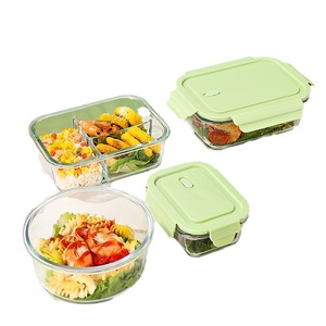 กล่องอาหารกลางวันแก้วแบบแบ่งช่องขายดี กล่องเก็บอาหารแก้ว ดีไซน์ 2 ช่อง และ 3 ช่อง ป้องกันการรั่วซึม - Product Image 2