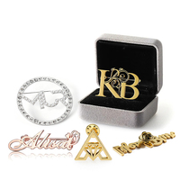 Broches de mode découpées au laser avec logo, broches de luxe pour femmes, plaquées or, en acier inoxydable, avec strass, pour cadeaux et accessoires