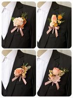 Europäischer Stil Handgefertigte Hochzeits-Blumensträuße für Braut, Bräutigam, Trauzeugen, Brautjungfern, Vater und Mutter mit Kunstblumen und Seidenblumen