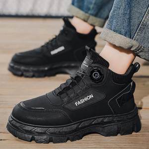 <span class=keywords><strong>Scarpe</strong></span> da Lavoro Alte da Uomo Nere Gialle Verdi, Stile Retrò, con <span class=keywords><strong>Suola</strong></span> Spessa Antiscivolo alla Caviglia - Product Image 2