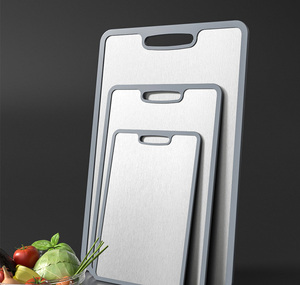 JOUYI 304 Stainless Steel Anti-Slip <strong>Antibacterial</strong> Cutting Board Household Chopping Board TPE <strong>Silicone</strong> Edging for Kitchenware - Product Image 5