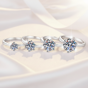 Anillo de Moissanita Solitario Ajustable de Plata de Ley S925 con Zirconia Natural Blanca Pulida y Elegante, Engaste de <span class=keywords><strong>6</strong></span> Puntas para Mujer - Product Image 4