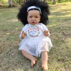 フルシリコンボディリアルおもちゃアフリカ系アメリカ人のリアルライフ生まれ変わった人形シリコン新生児女の子ブラック