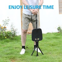 Chaise de marche pliable télescopique à trois pieds en alliage d'aluminium noir Rehand pour personnes âgées, utilisation en extérieur, bâton de marche avec siège