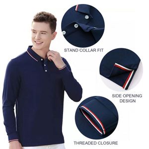 Design Long-sleeves Cotton Sublimated Designer Polo Shirt Private <b>Label</b> Mens Luxury Oversize Comfortable Top Selling - Product Image 1