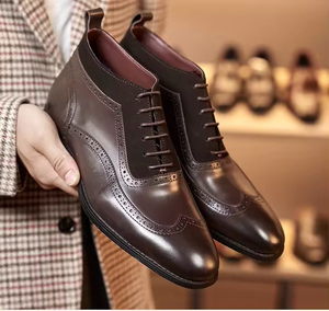 Zapatos Oxford de vestir para hombre, de cuero genuino, con punta cuadrada, con cordones, antideslizantes, formales, para oficina y carrera, botas de cuero para hombre - Product Image 5