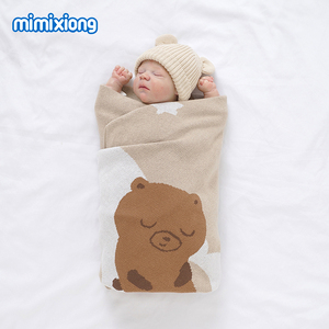 Nouveauté, couverture en coton Mimixiong OEKO Tex, jacquard, motif ours adorable, couverture pour bébé nouveau-né, couverture tricotée - Product Image 5