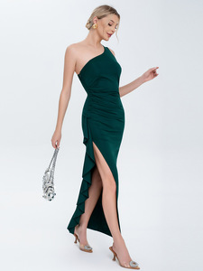 Elegante Abito da Sera <span class=keywords><strong>Lungo</strong></span> <span class=keywords><strong>Monospalla</strong></span> <span class=keywords><strong>con</strong></span> <span class=keywords><strong>Spacco</strong></span> Ondulato Sexy in Stile Noblesse - Product Image 3