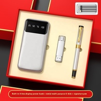 Ensemble Cadeau Personnalisé en Cuir PU avec Batterie Externe, Stylo et Clé USB Gravée – Idéal pour Événements d'Entreprise