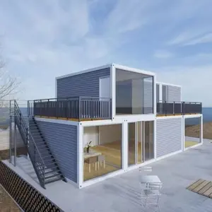Luxury Villa Flat Pack Shipping Container 2 Bedroom 40ft Luxury Prefab Container House