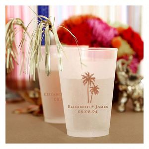 Vasos de Plástico Flexibles Personalizados de 10 Oz, Románticos, Reutilizables, Resistentes a los Golpes, para Playa, Recuerdos de Boda - Product Image 1