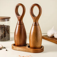 Ensemble moulin à sel et à poivre en bois écologique avec logo personnalisé, outils de cuisine et de barbecue à commande manuelle, emballage en boîte pour la maison