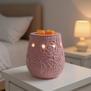 Calentador de Velas Eléctrico de Cerámica Rosa Hecho a Mano para el Día de San Valentín, Lámpara de Perfume Romántica, Calentador de Cera Aromática con <span class=keywords><strong>Bombilla</strong></span> Halógena - Product Image 1