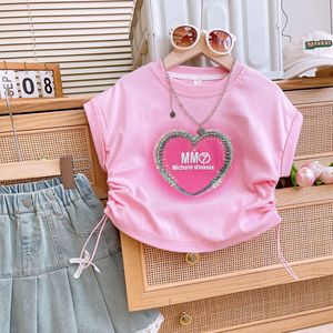 Conjunto de nuevo estilo de verano para niñas, conjunto de Falda vaquera de encaje corto con purpurina a la <span class=keywords><strong>moda</strong></span>, ropa de bebé - Product Image 2