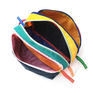 Colorful Vintage Style Three-Layer Stainless Steel Zipper Cosmetic Toiletry <b>Bag</b> Color Blocking Double Opening <b>Large</b> Capacity - Product Image 5