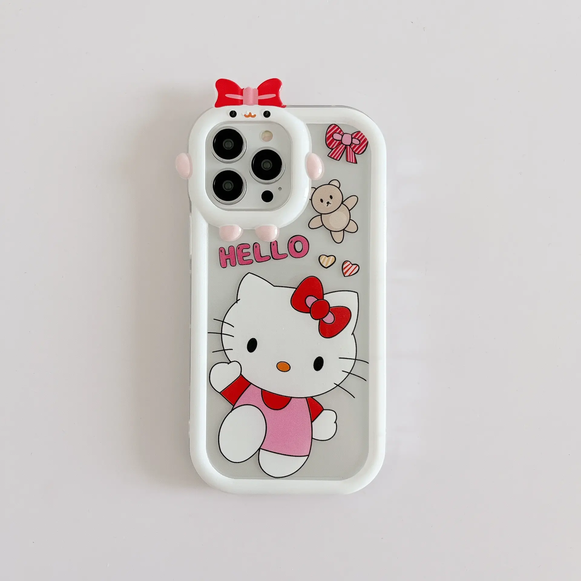 Cartoon Bear hello cute kitty phone case for iphone Xr Xs 11 12 13 14 Pro Max Cell Cover