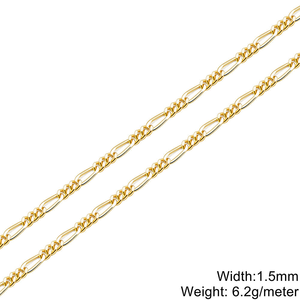 Nouvelle mode, collier en <span class=keywords><strong>or</strong></span> 18 carats, chaîne figaro de 1,5 mm, chaîne en <span class=keywords><strong>or</strong></span> laminé, chaînes en <span class=keywords><strong>or</strong></span> 18 carats pour la fabrication de bracelets et de colliers - Product Image 4