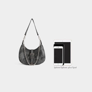 Bolso de Hombro de Mujer de Piel Sintética Retro de Alta Gama Niche Crescent con Cremallera, Forro de Poliéster y Adorno de Cadena, Estilo de Bolso de Moda - Product Image 4