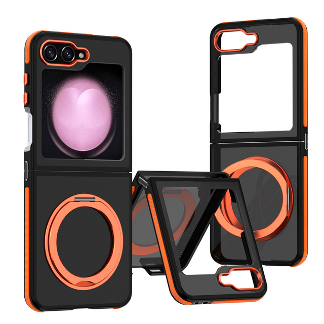 Luxury 360 Rotation Ring Stand Phone Case for Samsung Z Flip 6  7 New Skin Feel Mobile Cover for Samsung Z Flip 5 Fold 7