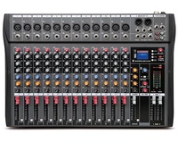 Console de mixage audio professionnelle 8 canaux avec alimentation fantôme 48V intégrée, USB, métal et plastique, pour enregistrement musical et scène