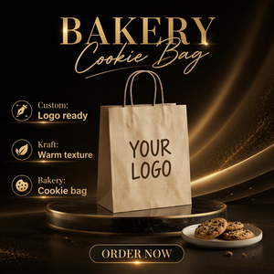Sac en papier kraft personnalisé avec fenêtre et poignée torsadée pour biscuits, snacks et emballages de boulangerie - Product Image 6