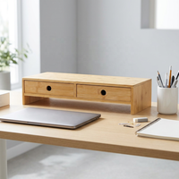 Support d'écran rectangulaire multifonction en bambou pour moniteur PC, rehausseur d'écran à un seul niveau, organisateur de bureau, pour la maison et le salon, design moderne
