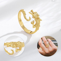 Merryshine ouvert réglable dinosaure celtique religieux en argent Sterling mal Dragon forme anneau pour hommes mariage et fête