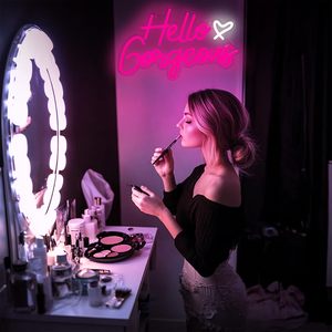 Letrero LED de Neón con la Frase 'Hello Gorgeous', Decoración Romántica para Pared, para Bodas, Compromisos, Aniversarios, Despedidas de Soltera, Propuestas de Matrimonio - Product Image 4