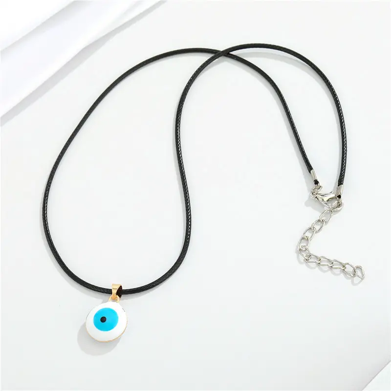 Collar sencillo con ojo del mal de cuerda, joyería de moda, barato, menos de 1 dólar, novedad