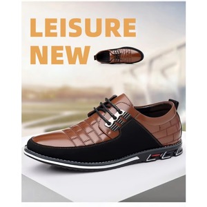 Chaussures décontractées noires pour hommes d'affaires en cuir, légères et à semelle rigide, les plus vendues en gros - Product Image 4