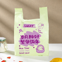Sac de courses en PE jetable thermoscellable personnalisé avec soufflet latéral et poignée pour supermarché, épicerie, vente à emporter, magasin de détail et usage quotidien