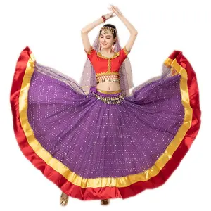 Wholesale Shiny Indian dance bollywood Halloween Festival Performance Sari costume