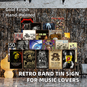 Ban Nhạc Tin Dấu Hiệu Ngôi Sao Nhạc Rock Retro Cổ Điển Vàng-Mạ Kim Loại Mảng Bám Sơn Cho Beatle Người Hâm Mộ Quà Tặng Thanh Pub Tường Trang Trí Nội Thất Halloween - Product Image 2