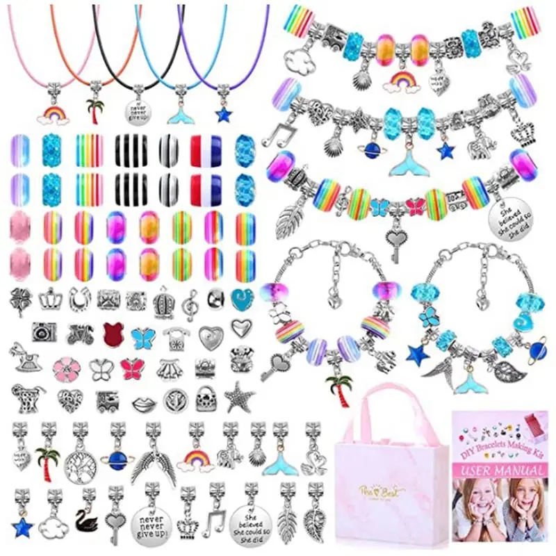 Corda de pulso para meninas, moda, presente de natal, charme, corda 5 peças, conjunto de pulseiras, joias