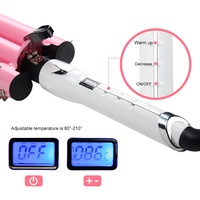 Fer à friser chauffant en céramique professionnel à triple baril pour dames avec affichage de la température LCD radiateurs PTC