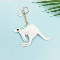 Porte-clés en cuir PU motif kangourou de luxe, mini pendentif animal de dessin animé, breloque de sac, ornement pour sac à dos et sac à main, cadeau pour ami