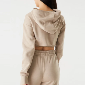 Set personalizzabili corti con cappuccio e Jogger da donna in tre pezzi tute invernali Casual top corti da indossare <span class=keywords><strong>alla</strong></span> <span class=keywords><strong>caviglia</strong></span> - Product Image 2