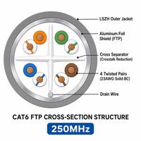 CAT6 FTP 250MHz Abgeschirmtes Netzwerkkabel 23AWG Massives Kupfer Folienabgeschirmtes Ethernet LAN-Kabel für Rechenzentren PoE CMR
