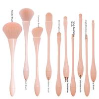 Ensemble de pinceaux de maquillage pour le visage avec logo personnalisé, 10 pièces, fibres synthétiques, manche en plastique, blush angulaire