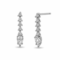 Gemnel Luxury Wedding Jewelry 925 Silver Drop Tennis Pear Stud Earring