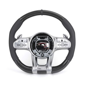 Volant <span class=keywords><strong>sport</strong></span> en cuir et fibre de carbone personnalisé noir pour Mercedes-Benz Classe E W213/W212/W176/W221/W222/C292/GLE W166 E53 - Product Image 1