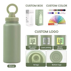 Bouteille d'eau isotherme en acier inoxydable à double paroi avec logo personnalisé, 18 oz, 32 oz, avec poignée magnétique MagSafe pour téléphone - Product Image 3