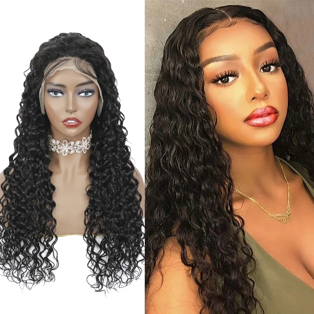 High Quality HD Transparent Lace Front Wigs Brazilian Remy Hair Water Wave 360 Full Lace Front Human Hair Wigs For Black Women