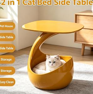 Mesa de Noche 2 en 1 con Cama para Gatos y Mesa Auxiliar, Casa para Gatos con Privacidad, Mesa Auxiliar con Almacenamiento, Muebles Modernos y Elegantes para Gatos - Product Image 1